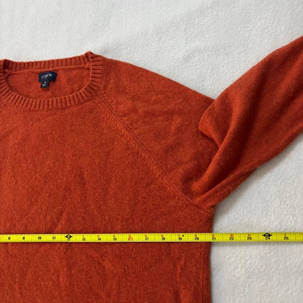 J.Crew Mens Lambswool Blend Raglan Crewneck Sweater Burnt Orange Rust M